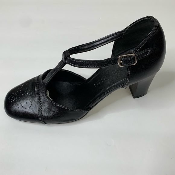 Gianni Bini Black Square Toe Ankle Strap Heels Grandma Core Retro 1930’s Style - Picture 8 of 13